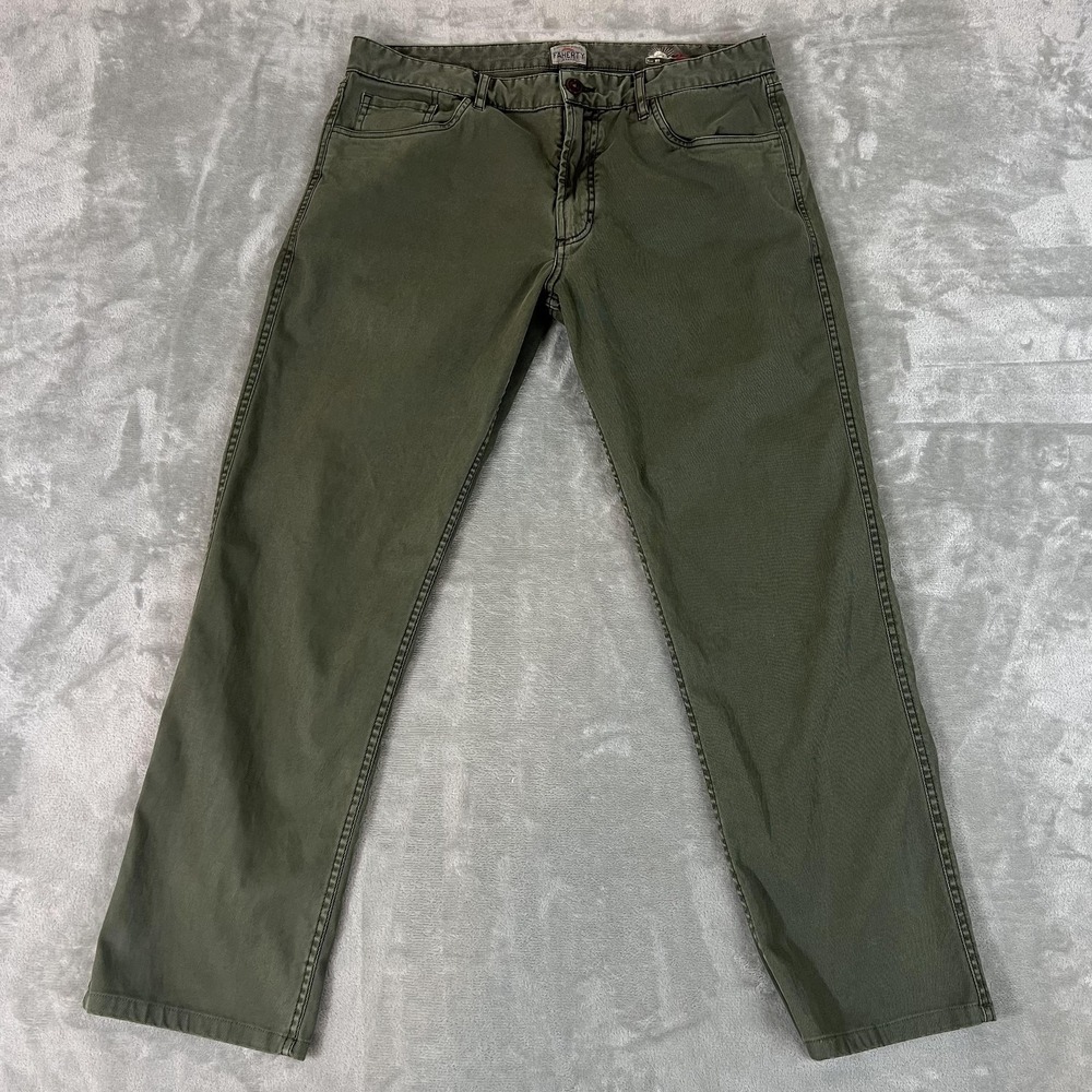 Faherty Pants Mens 34x29 Green 5-Pocket Stretch Chino Denim Casual Straight Leg